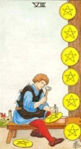 8 of Pentacles - Universal Waite Tarot Card Deck