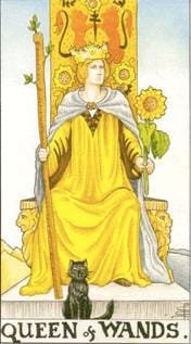 3 of Wands: Sun in Aries: Slay The Dragon - 32 Queen of Wands - Universal Waite Tarot Card Deck