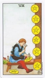 Making and Keeping Your New Years’ Resolutions with your Tarot Cards - 8 8 of Pentacles - 8 of Pentacles