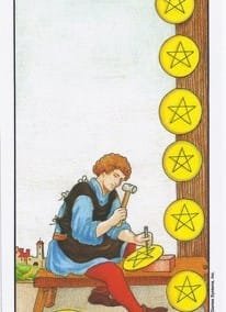 Eight in the Tarot Cards - Transformation by Dissolution - 14 8 of Pentacles - Rider-Waite-Smith Tarot