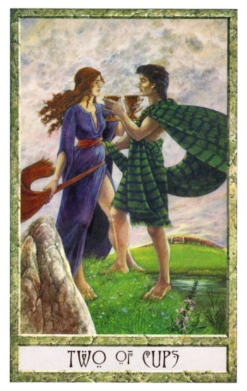 The Druidcraft Tarot Deck - 13 2 of Cups - The Druidcraft Tarot Deck
