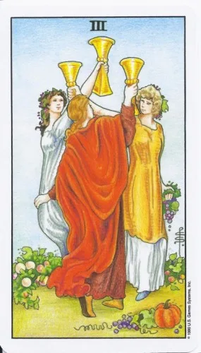2-3-4 of Cups - Venus-Mercury-Moon in Cancer Decans - Exploring Emotional Security - 31 3 of Cups - Rider-Waite-Smith Tarot