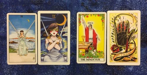 Interpreting Imagery Differences in Rider-Waite-Smith Based Tarot Card Decks - 5 The Universal Waite Tarot Card Deck and the Eight Coins Tattoo Tarot - Imagery Differences and Similarities
