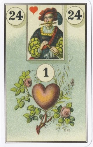 Lenormand Card Meanings: Keywords for All 36 Cards - 25 French Cartomancy Lenormand - 24 - Heart