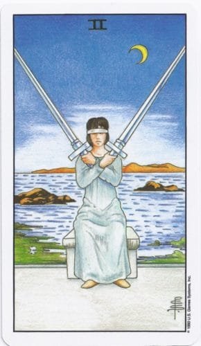 Card A Day Tarot Practice: A Simple Tarot Connection Practice - 2 2 of Swords - Rider-Waite-Smith