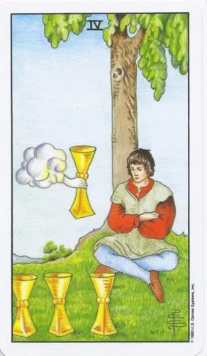 2-3-4 of Cups - Venus-Mercury-Moon in Cancer Decans - Exploring Emotional Security - 45 4 of Cups - Rider-Waite-Smith