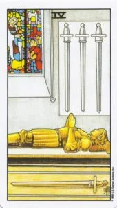 Four in the Tarot Cards - The Material Reality - 6 Four of Swords