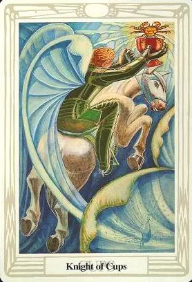 8-9-10 of Cups: Saturn-Jupiter-Mars in Pisces Decans: Dissolving Delusions and Detachment - 61 Knight of Cups - Thoth Tarot