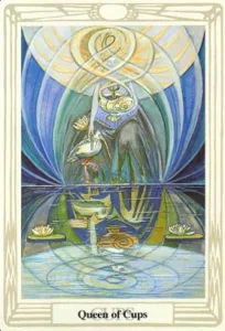 2-3-4 of Cups - Venus-Mercury-Moon in Cancer Decans - Exploring Emotional Security - 58 Queen of Cups - Thoth Tarot