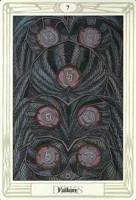 7 of Pentacles: Saturn in Taurus: Overthinking Creates Failure - 30 7 of Pentacles - Failure - Thoth Tarot