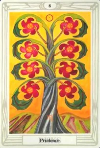 8 of Pentacles - Prudence - Thoth Tarot