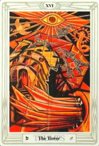 9 of Swords: Mars in Gemini: Weaponizing Mental Sharpness - 7 The Tower - Thoth Tarot