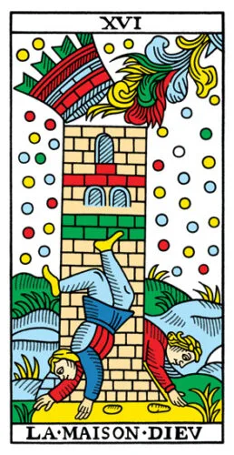 8-9-10 of Cups: Saturn-Jupiter-Mars in Pisces Decans: Dissolving Delusions and Detachment - 43 The Tower - Tarot de Marseilles