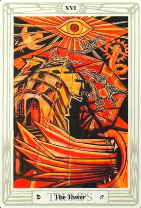 8-9-10 of Cups: Saturn-Jupiter-Mars in Pisces Decans: Dissolving Delusions and Detachment - 42 The Tower - Thoth Tarot