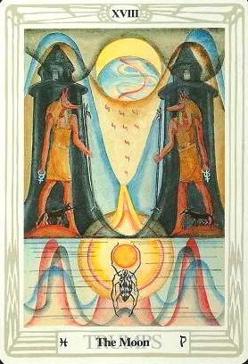 8-9-10 of Cups: Saturn-Jupiter-Mars in Pisces Decans: Dissolving Delusions and Detachment - 6 The Moon - Thoth Tarot