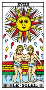 3 of Wands: Sun in Aries: Slay The Dragon - 6 The Sun - Tarot de Marseilles