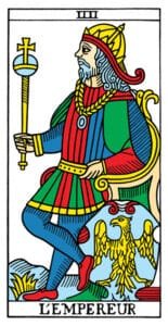 2 of Wands: Mars in Aries: The Adventure Begins - 8 The Emperor - Tarot de Marseilles