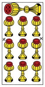 8-9-10 of Cups: Saturn-Jupiter-Mars in Pisces Decans: Dissolving Delusions and Detachment - 48 10 of Cups - Tarot de Marseille