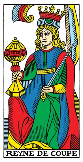 10 of Swords - Sun in Gemini - Overwhelming Mental Exhaustion - 25 Queen of Cups - Tarot de Marseilles