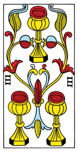 2-3-4 of Cups - Venus-Mercury-Moon in Cancer Decans - Exploring Emotional Security - 32 3 of Cups - Tarot de Marseille