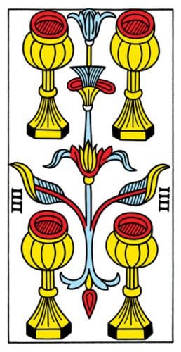 2-3-4 of Cups - Venus-Mercury-Moon in Cancer Decans - Exploring Emotional Security - 46 4 of Cups - Tarot de Marseille