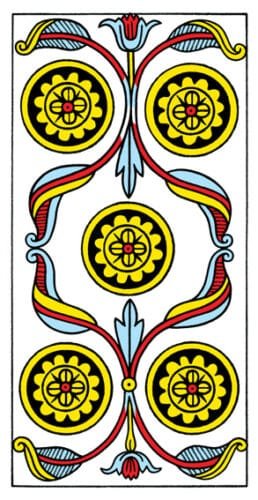 5 of Pentacles: Mercury in Taurus: Resisting Material Changes - 17 5 of Pentacles - Tarot de Marseilles