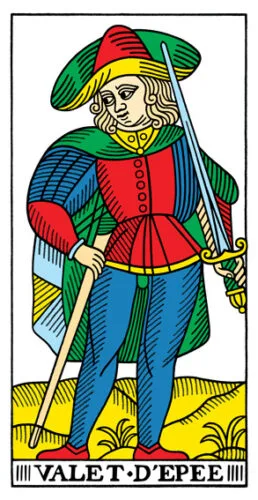 8-9-10 of Cups: Saturn-Jupiter-Mars in Pisces Decans: Dissolving Delusions and Detachment - 56 Page of Swords - Tarot de Marseille