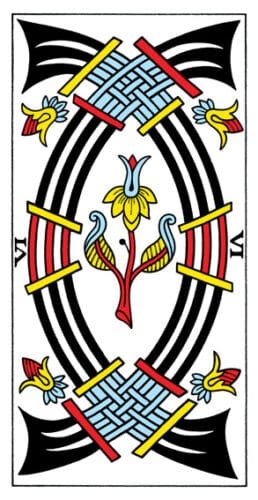 5-6-7 of Swords: Venus-Mercury-Moon in Aquarius Decans: Intelligent Patterns of Collective Philosophy - 36 6 of Swords - Tarot de Marseille