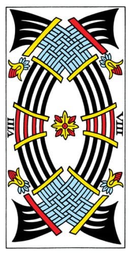 8 of Swords: Jupiter in Gemini: Disruption in Pattern Expansion - 18 8 of Swords - Tarot de Marseilles