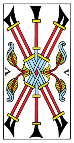 5-6-7 of Wands - Saturn-Jupiter-Mars in Leo Decans: Three Kings Breaking Cycles - 21 5 of Wands - Tarot de Marseille
