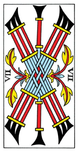 5-6-7 of Wands - Saturn-Jupiter-Mars in Leo Decans: Three Kings Breaking Cycles - 50 7 of Wands - Tarot de Marseille