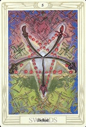 5-6-7 of Swords: Venus-Mercury-Moon in Aquarius Decans: Intelligent Patterns of Collective Philosophy - 23 5 of Swords - Defeat - Thoth Tarot