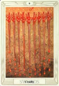 9 of Swords: Mars in Gemini: Weaponizing Mental Sharpness - 19 9 of Swords - Cruelty - Thoth Tarot