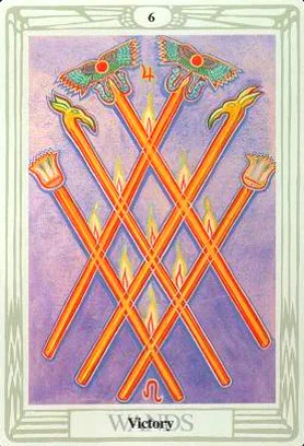 5-6-7 of Wands - Saturn-Jupiter-Mars in Leo Decans: Three Kings Breaking Cycles - 36 6 of Wands - Victory - Thoth Tarot