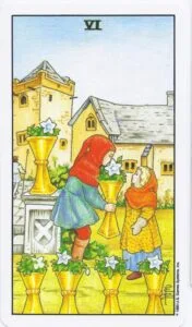 Six in the Tarot Cards - Consciousness Harmonized - 6 6 of Cups - Rider-Waite-Smith Tarot
