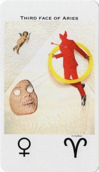 4 of Wands: Venus in Aries: Celebrate the Successful Union - 2 Aries 3 - Venus in Aries - Picatrix Decans Deck