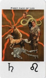 5-6-7 of Wands - Saturn-Jupiter-Mars in Leo Decans: Three Kings Breaking Cycles - 6 Leo 1 - Saturn in Leo - Picatrix Decans Deck