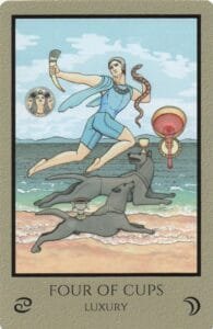2-3-4 of Cups - Venus-Mercury-Moon in Cancer Decans - Exploring Emotional Security - 16 4 of Cups - Luxury - Telos Tarot