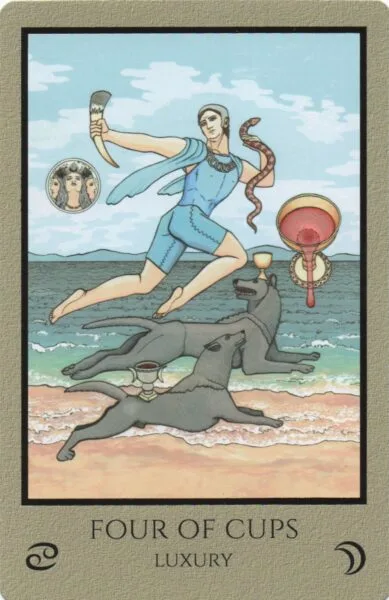 2-3-4 of Cups - Venus-Mercury-Moon in Cancer Decans - Exploring Emotional Security - 37 4 of Cups - Luxury - Telos Tarot