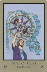 8-9-10 of Cups: Saturn-Jupiter-Mars in Pisces Decans: Dissolving Delusions and Detachment - 25 9 of Cups - Happiness - Telos Tarot