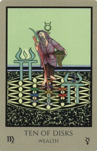 8-9-10 of Pentacles: Sun-Venus-Mercury in Virgo Decans: Discernment Materialized - 41 10 of Pentacles - Wealth - Telos Tarot