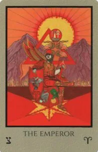 3 of Wands: Sun in Aries: Slay The Dragon - 17 The Emperor - Telos Tarot