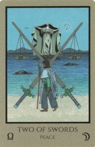 2-3-4 of Swords: Moon-Saturn-Jupiter in Libra Decans: Balanced Perspectives - 5 2 of Swords - Peace - Telos Tarot