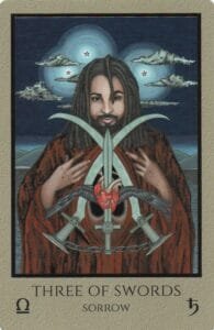 2-3-4 of Swords: Moon-Saturn-Jupiter in Libra Decans: Balanced Perspectives - 12 3 of Swords - Sorrow - Telos Tarot