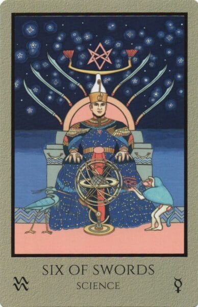 5-6-7 of Swords: Venus-Mercury-Moon in Aquarius Decans: Intelligent Patterns of Collective Philosophy - 38 6 of Swords - Science - Telos Tarot
