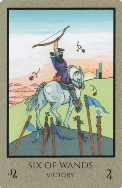 5-6-7 of Wands - Saturn-Jupiter-Mars in Leo Decans: Three Kings Breaking Cycles - 26 6 of Wands - Victory - Telos Tarot