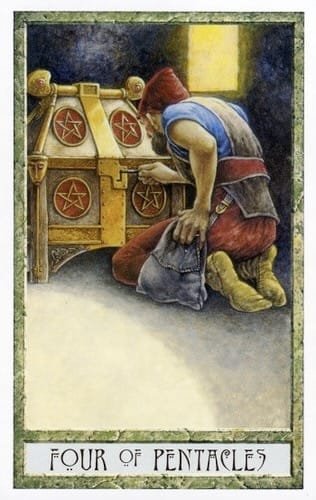 I want to make money – Is that ‘BAD’? - 6 4 of Pentacles - DruidCraft Tarot