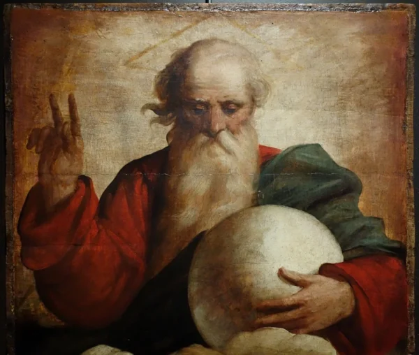 10 of Swords - 6 benediction of god the father, painting, canvas, oil, museum, historic, artwork, brown god, brown painting, brown paint, painting, museum, museum, museum, museum, museum
