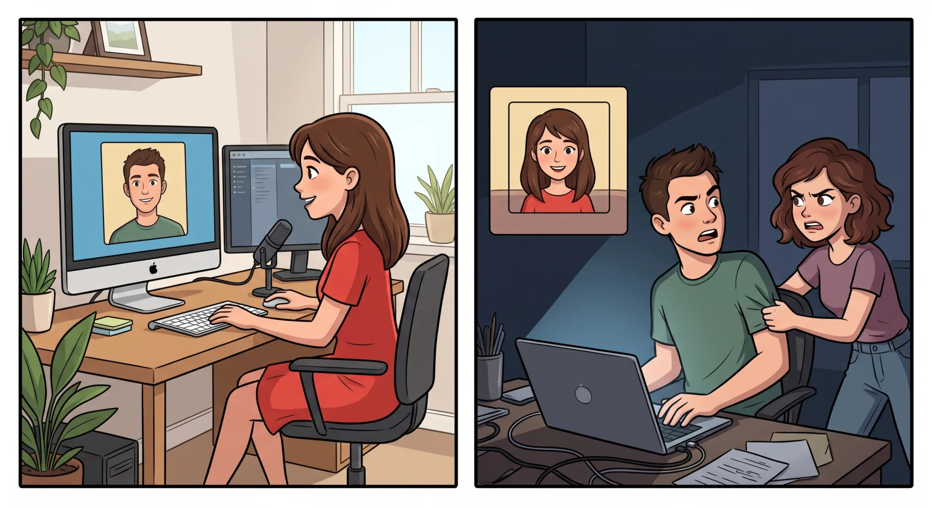Tarot and AI: My Case For and Against AI - 4 Do Not Work With Your Ex - Cartoon Generated using Gemini AI